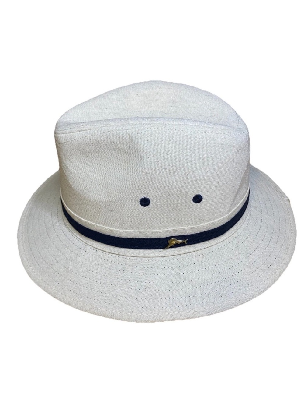 Tommy Bahama Men's Cream and Black Fedora Hat size M/L